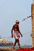 Kerala - Kochi the Chinese fishing net. 